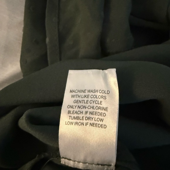 Women's Olive Swiss Dot Ruffle Sleeve Blouse - Picture 4 of 4